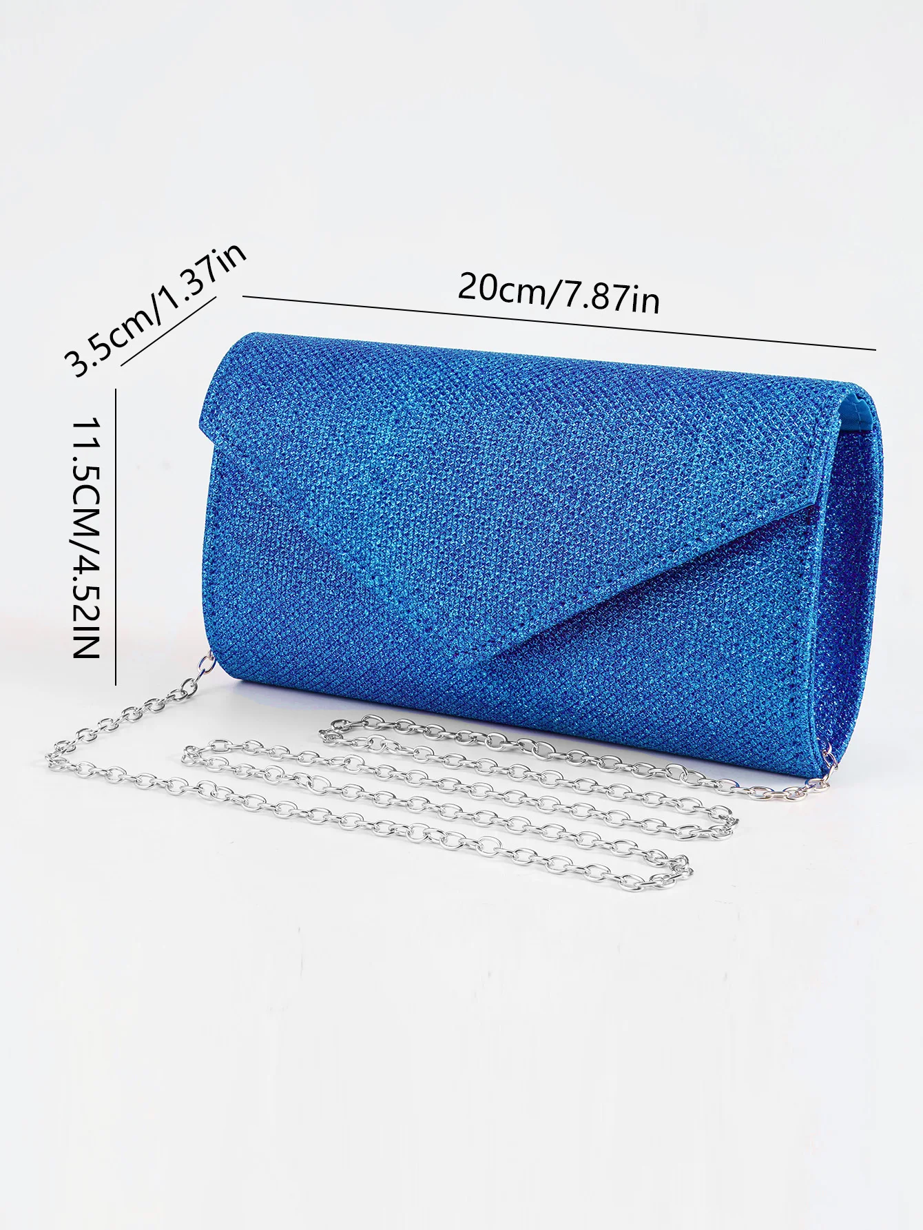 Glitter Evening Bag with Chain for Women, Long Purse, Shoulder Handbag for Phone, Female, Wedding Party, Fashion, Envelope