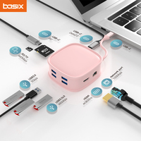 Basix usb c hub type c hub 10 in 1 Type-C to PD 100W USB3.0 USB2.0*3 HD-MI SD TF RJ45 100M USB-C2.0 for macbook pro air M1 M2