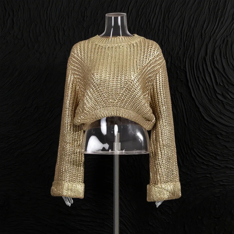 ZAMOR HIGH QUALITY Women's European Style Solid Sweater 2026 Spring New Round Neck Loose High-End Slimming Short Knit Top