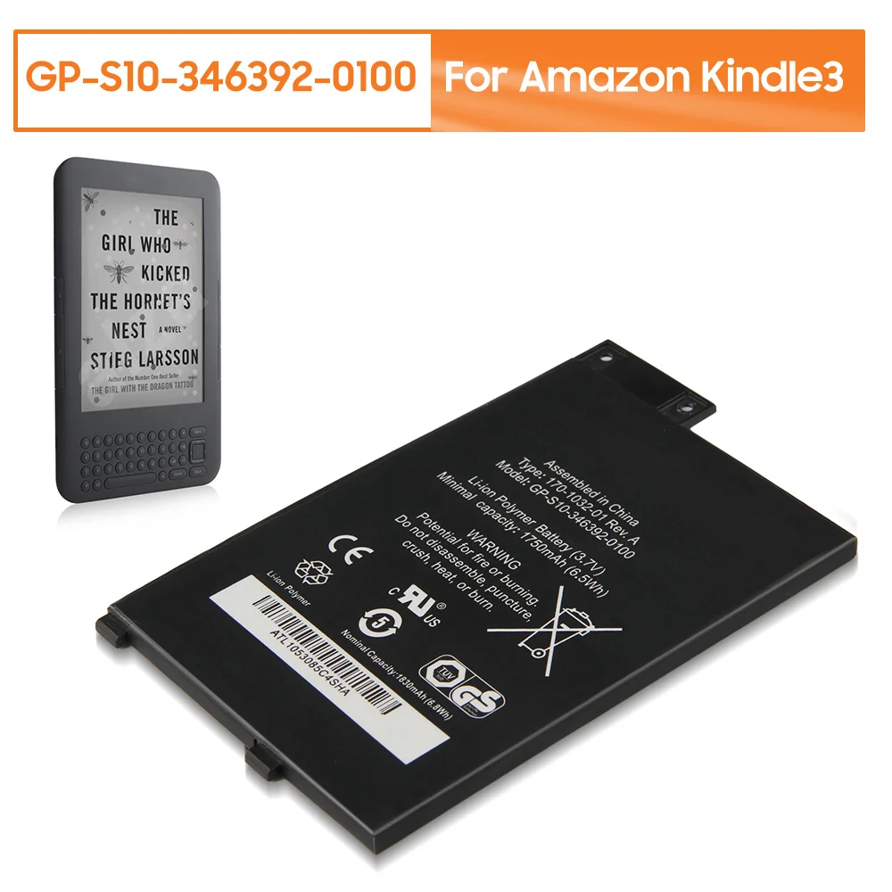 Ersatzakku GP-S10- 346392 -0100 Für Amazon Kindle3 Kindle 3 S11GTSF01A D00901 Akku 1750 mAh + Werkzeuge