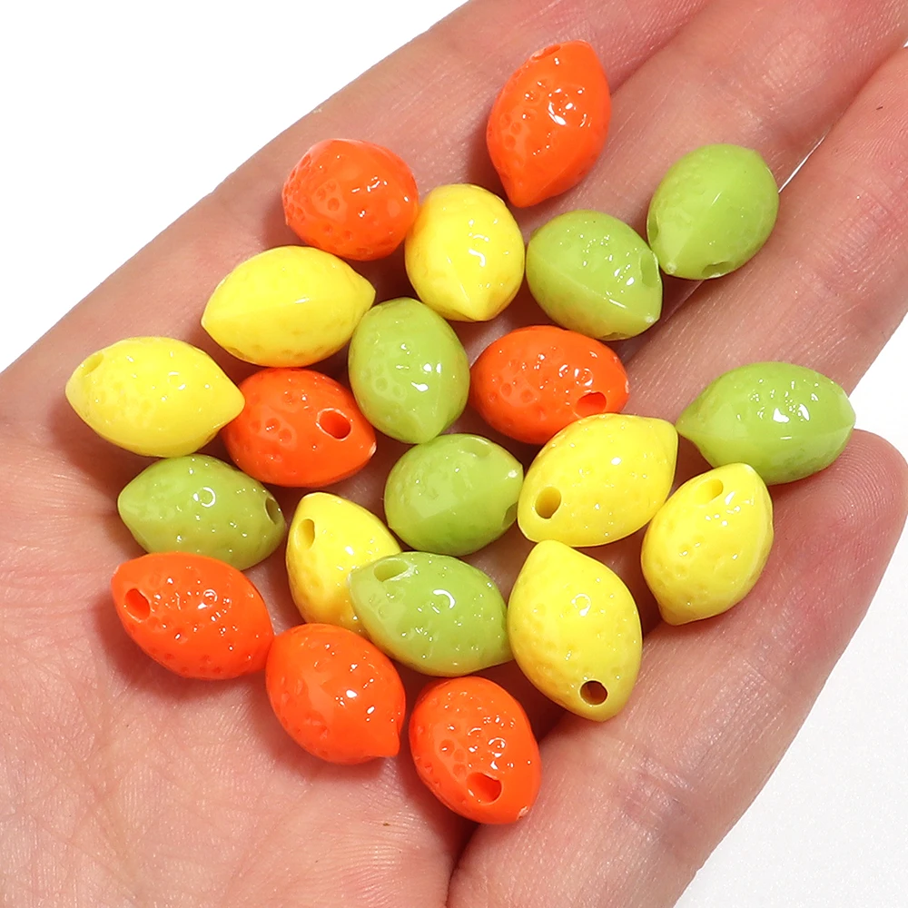 30 Stück 10x14mm bunte Zitronen-Acrylperlen, Frucht-Abstandshalterperlen für die Schmuckherstellung, Ohrringe, Armbänder, DIY-Zubehör – Detail 3