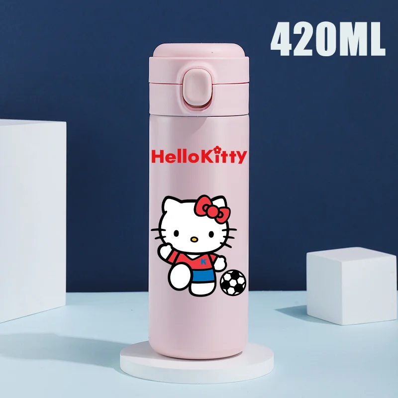 Sanrio ถ้วยน้ำสแตนเลสลายการ์ตูน Hello Kitty ขนาด420มล. ถ้วยน้ำ304พกพากระบอกน้ำเดินทางถ้วยน่ารักของขวัญสำหรับเด็ก