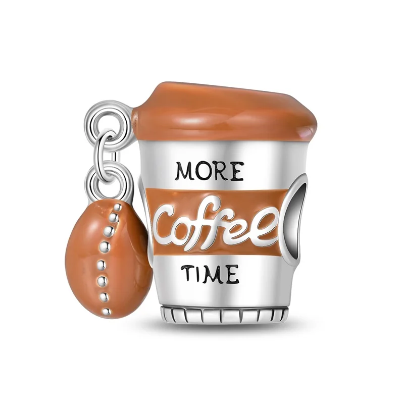 

2026 New 925 Sterling Silver Good Luck Coffee Charms Beads Fit 3mm Original Bracelet DIY Women Exquisite Date Jewelry Gifts