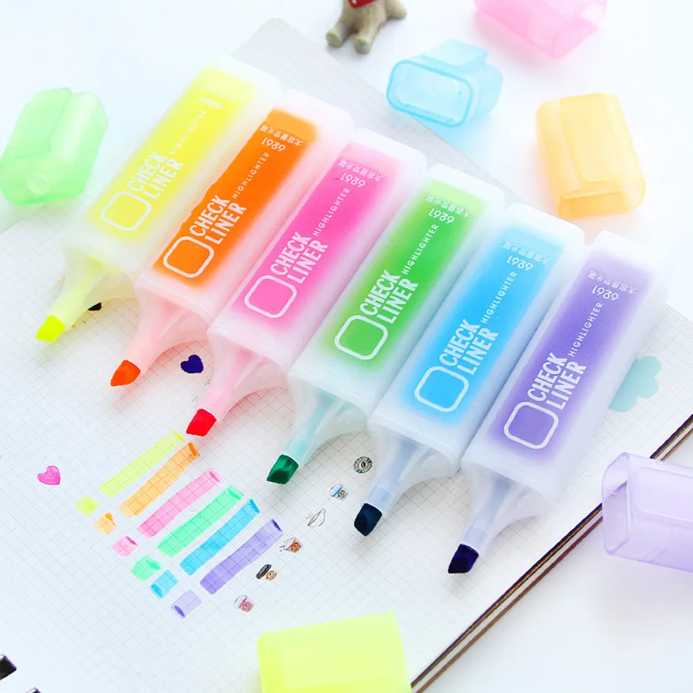 

6Pcs Vibrant Candy Color Highlighters Extra Smooth Effortless Writing Fluorescent Pens for Students Classroom Learning