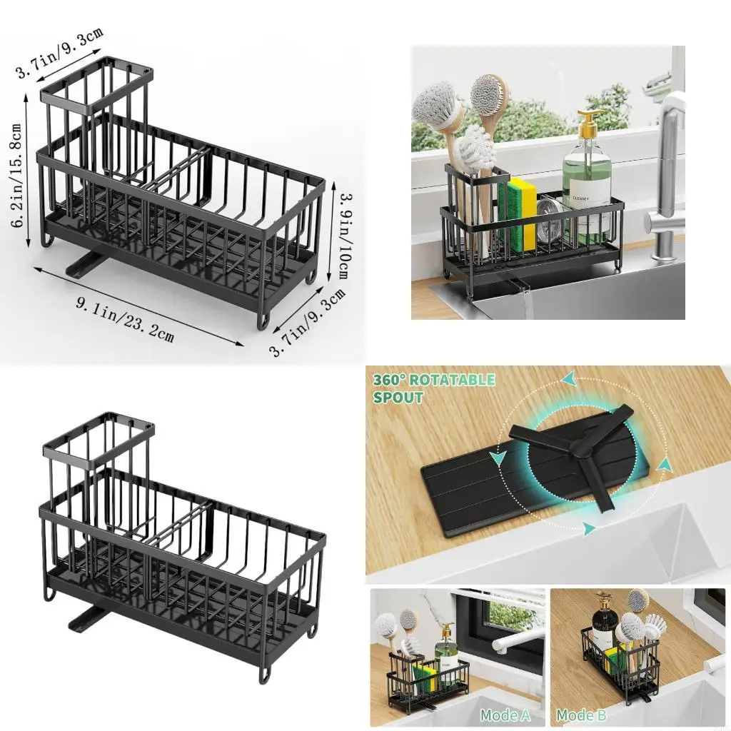 

Sink Side Storage Rack Sink Shelf Holder Dish Drainer Rack For Sponges Cloths Brushes Keeps Counter Dry X3UC