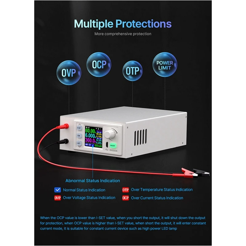 RD RK6006-C 60V 6A 4 Digit AC To DC Adjustable Digital Control Stabilized Lab Bench Power Supply Battery Charging, Easy To Use