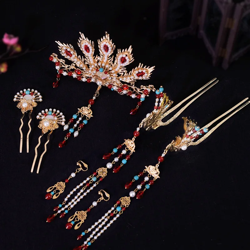 Vintage Phoenix Tassel Step Shaking Hairpin For Women Girl Hair Stick Hair Clip Costume Chinese Hanfu Hair Accessories Hair Pins