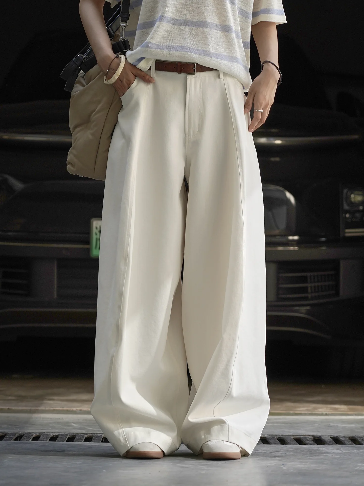 

Autumn and Winter Women's Casual Solid Color High Waist Loose Wide Leg Pants