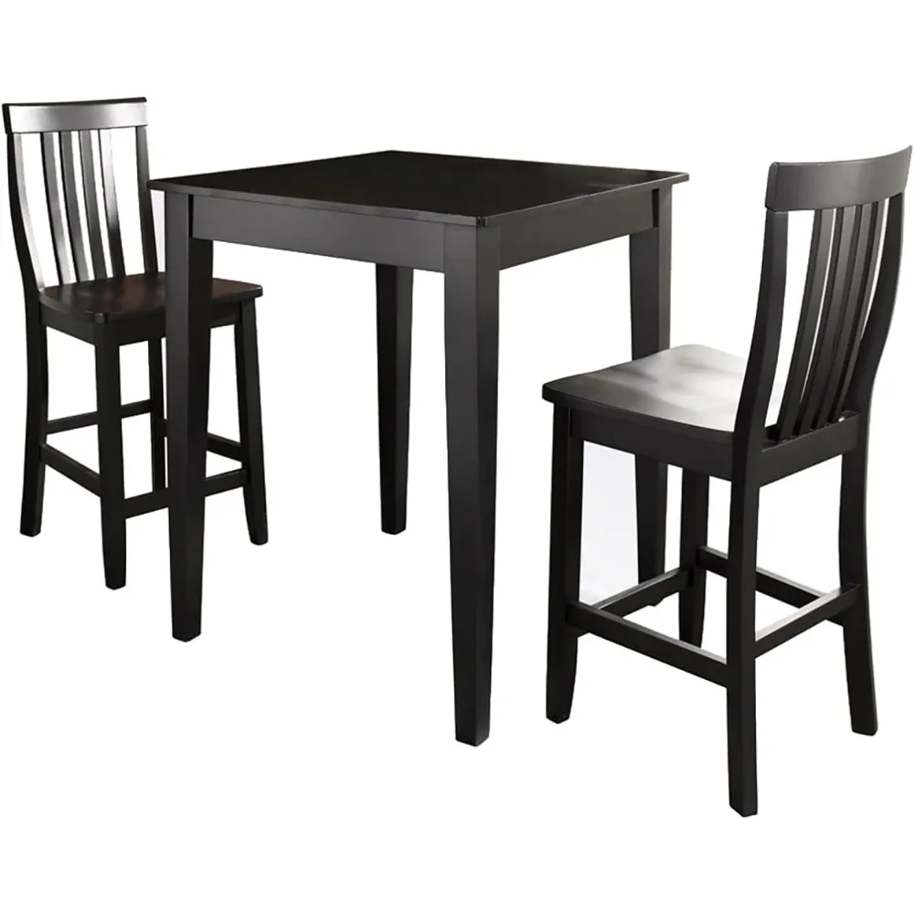 3-Piece Bar Table with 2 Counter Height Stools, Black