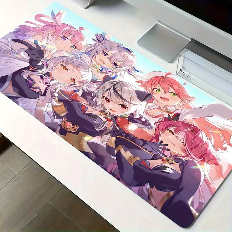 Anime Virtual Group Large Mouse Pad, Non‑Slip HD Printed Desk Mat for Laptop PC, Gaming Home Office Study Use