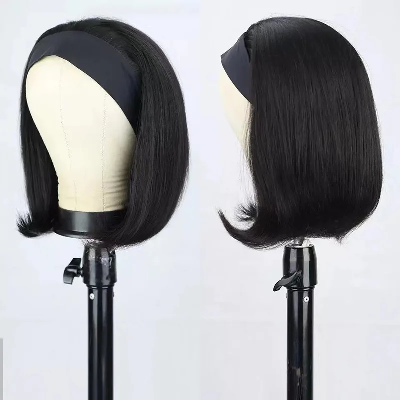 Wig for European and American women, straight with inward curls, headband short hair, synthetic high-temperature fibe - view 3