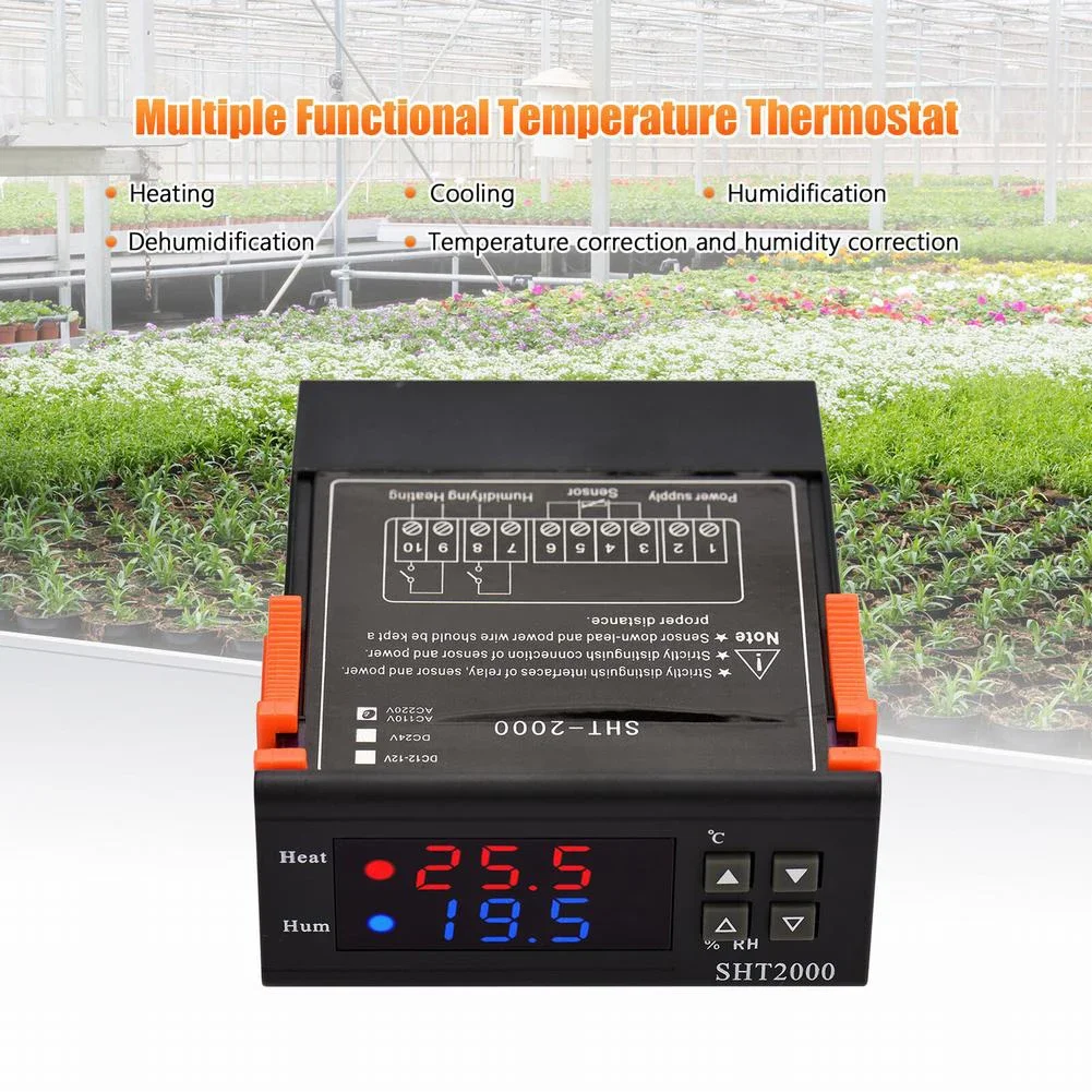 SHT2000 Thermostat Intelligent Digital Display Controls Temperature and Humidity Made for Practical and Long Lasting Use