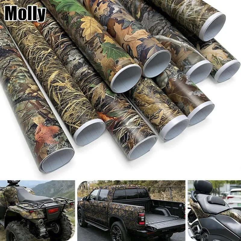 150/300/500cm Car PVC Vinyl Wrap with Leaf Camo Pattern for Automotive Exterior Motorcycle Furniture DIY Interior Decoration