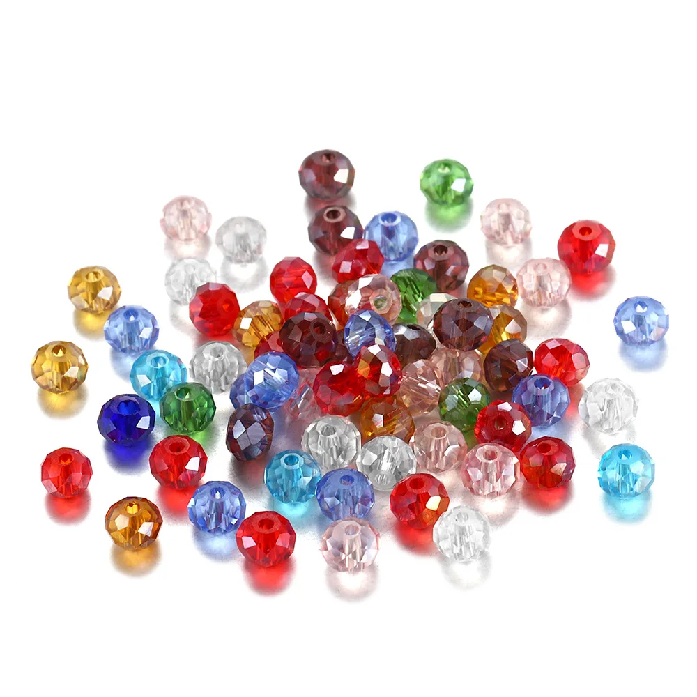 70Pcs Hot Selling Rice Bead Diamond Transparent Glass Bead Crystal Bead Lantern Spacer Bead DIY Jewelry Material Accessories