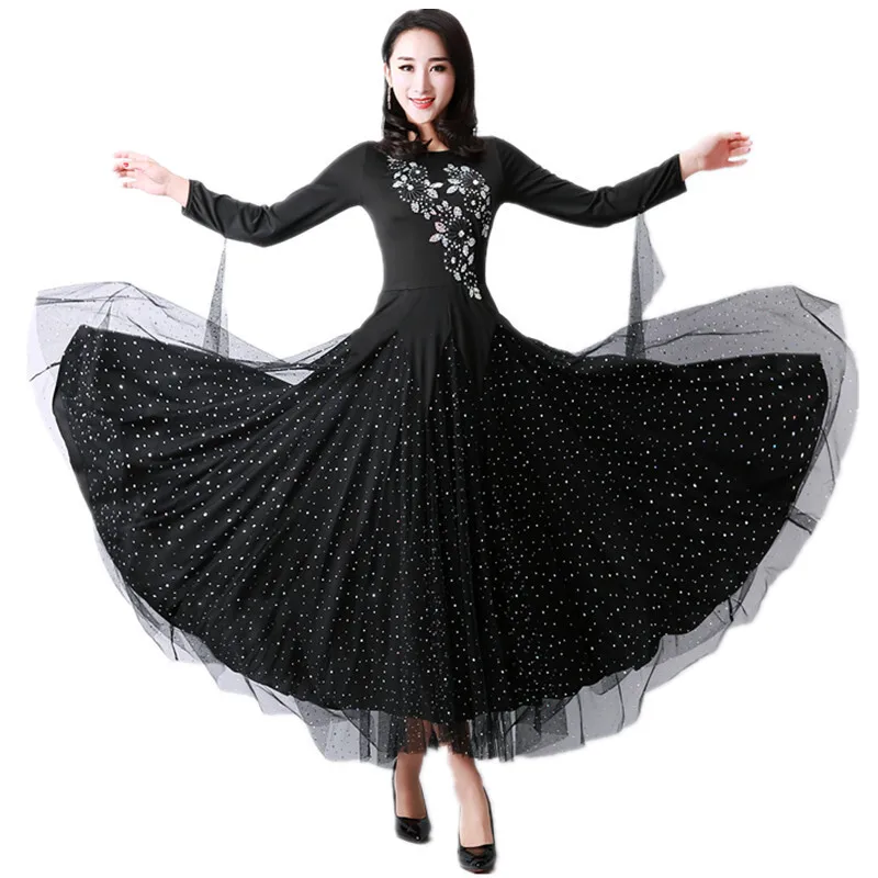 Modern Black Elegant Ballroom Dance Performance Dress Ballroom Dance Dress Waltz Dress Performance Dress