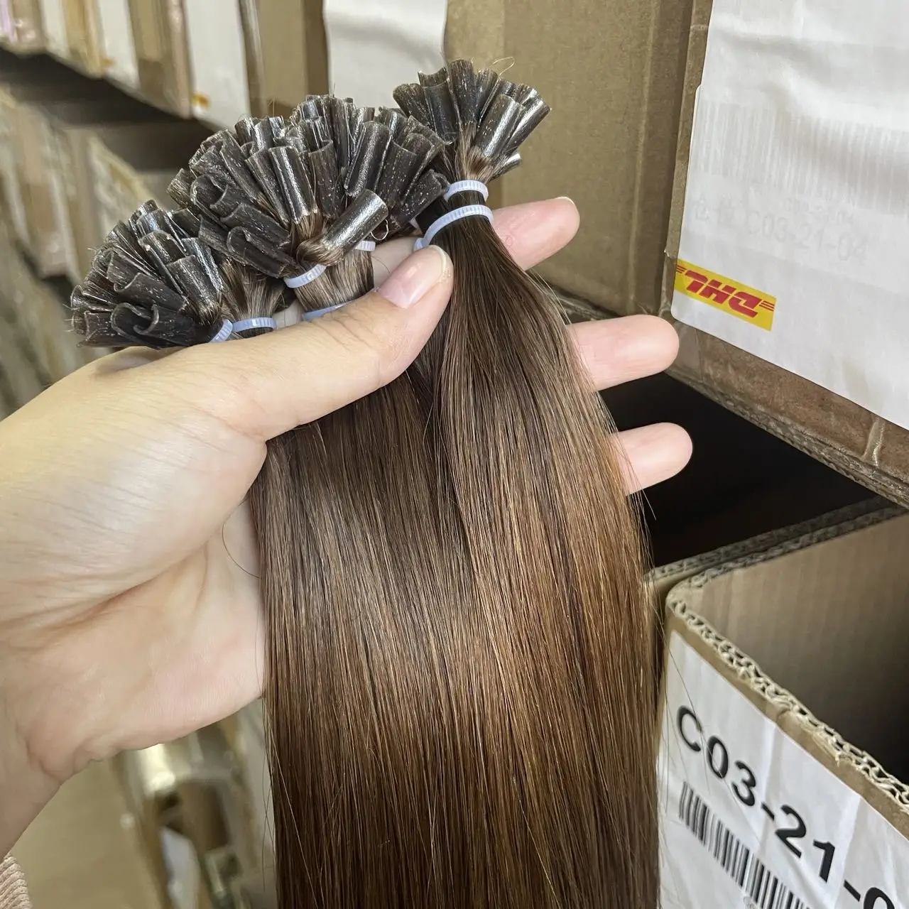 وصلات شعر على شكل حرف U لون بني 4 #   100% وصلات شعر بشري قبل المستعبدين 30 جرام/50 ثانية الساخن الانصهار الكيراتين الترابط الشعر 12-20in