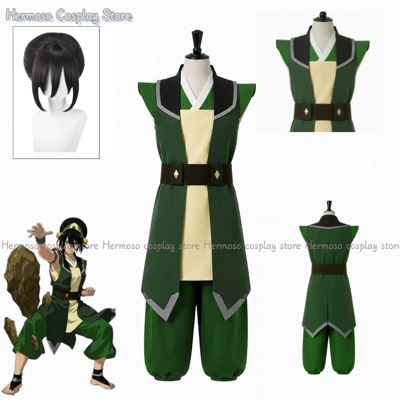 Cartoon Avatar of Last Cosplay Toph Beifong Cosplay Costume Earth Kingdom Adult Outfit Anime Role-Play Suit for Stage Comic Con