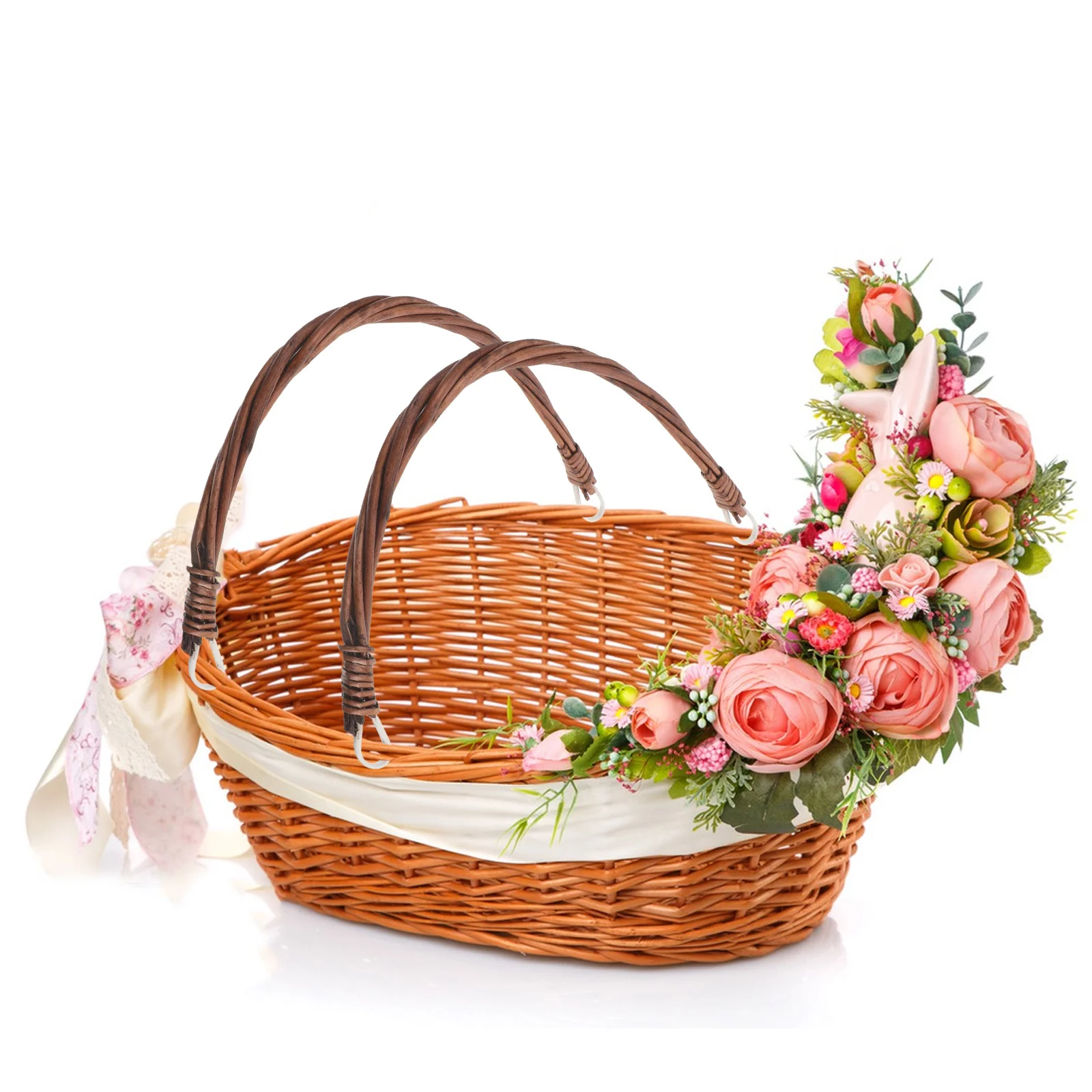 2 قطعة مقبض سلة النزهة اكسسوارات الروطان استبدال السيطرة تحسين القوة تصميم مريح مريح يناسب معظم المنسوجة #5