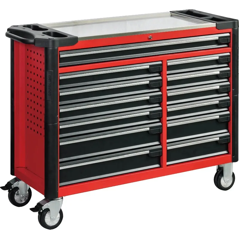 Metal drum cabinet tool cart with stainless steel working top and toolbox with hand tool set