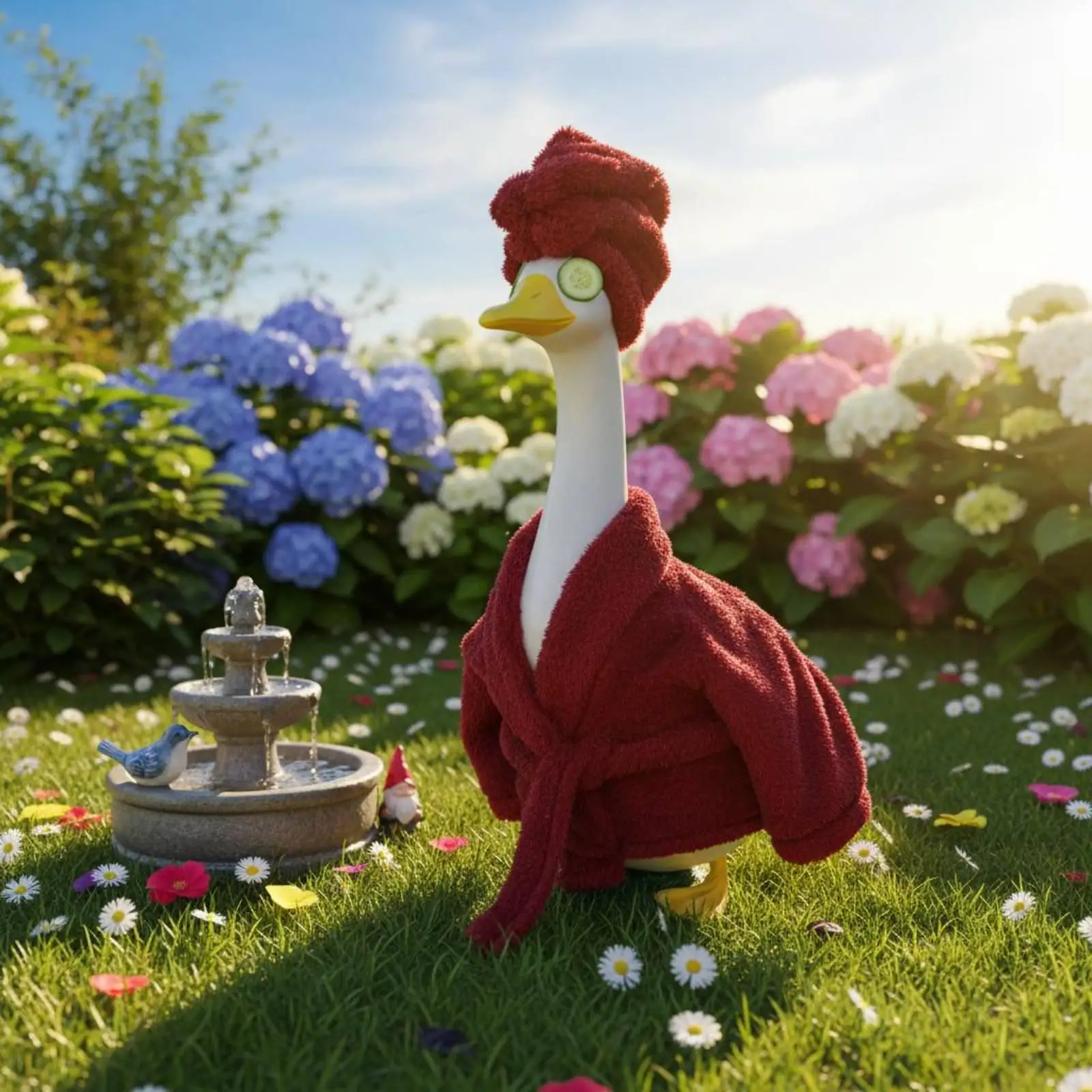Women Robe Decorative Bird Outfit for Porch Goose 23 Inch Garden Lawn Polyester Costume with Cucumber Eyes
