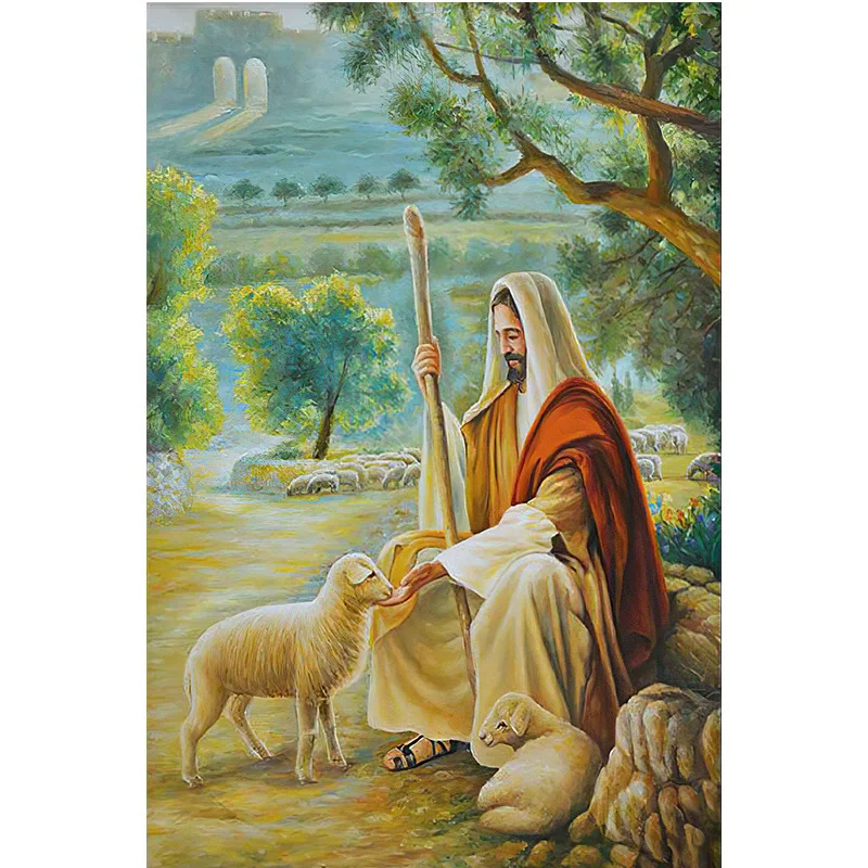 DIY Cross stitch kit cotton thread full embroidery 11CT 14CT Christianity Jesus is herding sheep Handmade crafts Stitchwork