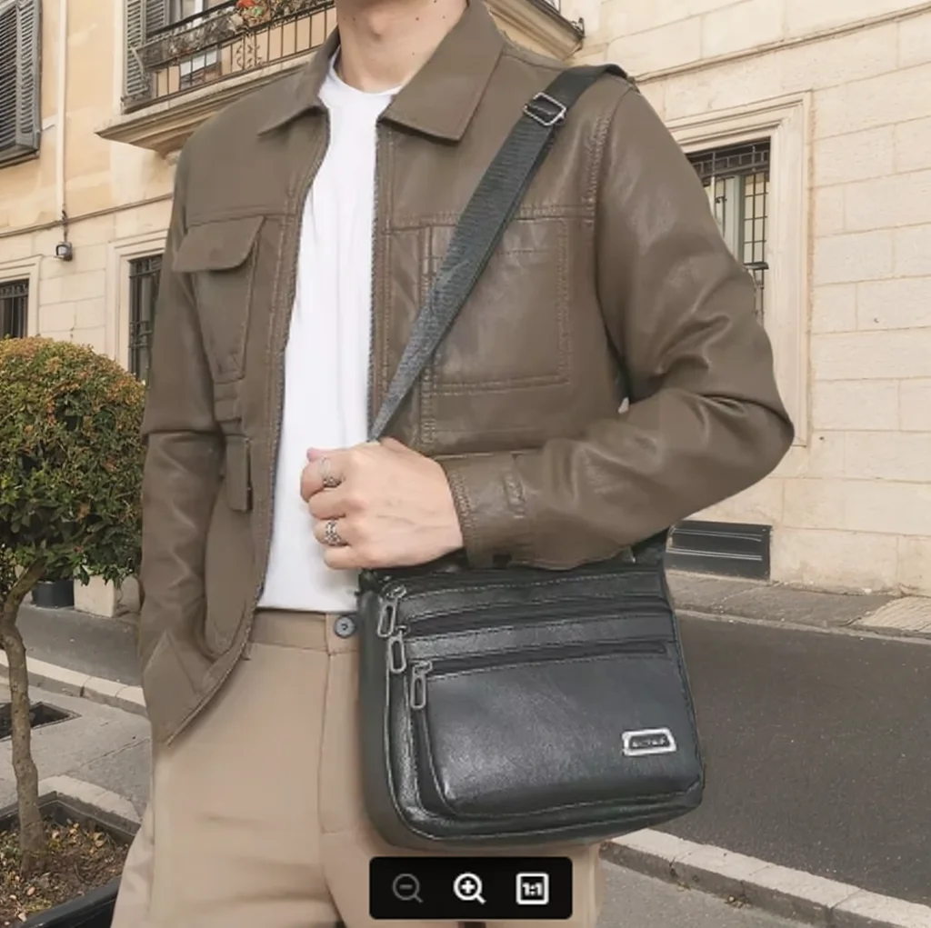 

Пакет Mens PU Leather Crossbody Messenger Bag Large Capacity Waterproof Durable Business Travel Tote for Work Office Casual 크로스백