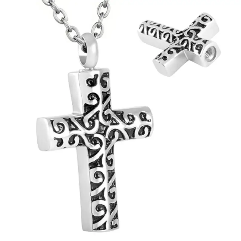Croci Cenere Medaglione Memoriale Gioielli Cremazione Scatola Indossare quotidianamente Croci intagliate