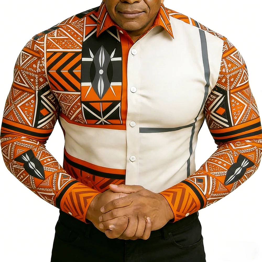 

2026 Men's new colorful long-sleeved shirt geometric puzzle HD 3D printed shirt Hawaiian vacation men's plus size XS-6XL for You