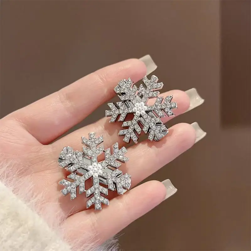 Novo Outono E Inverno Floco De Neve Rhinestone Hairpin Mulheres Ano Novo Versátil Temperamento Jóias Atacado