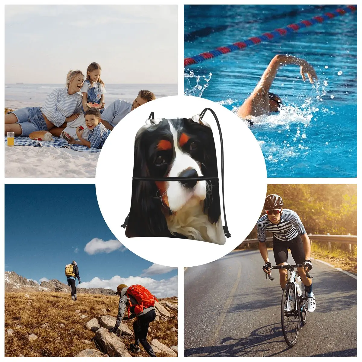 حقائب ظهر للكلاب من كافالير كينج تشارلز سبانيل، حقيبة ظهر محمولة برباط، حقيبة رياضية للجيب، حقائب كتب للطلاب والرجال والنساء