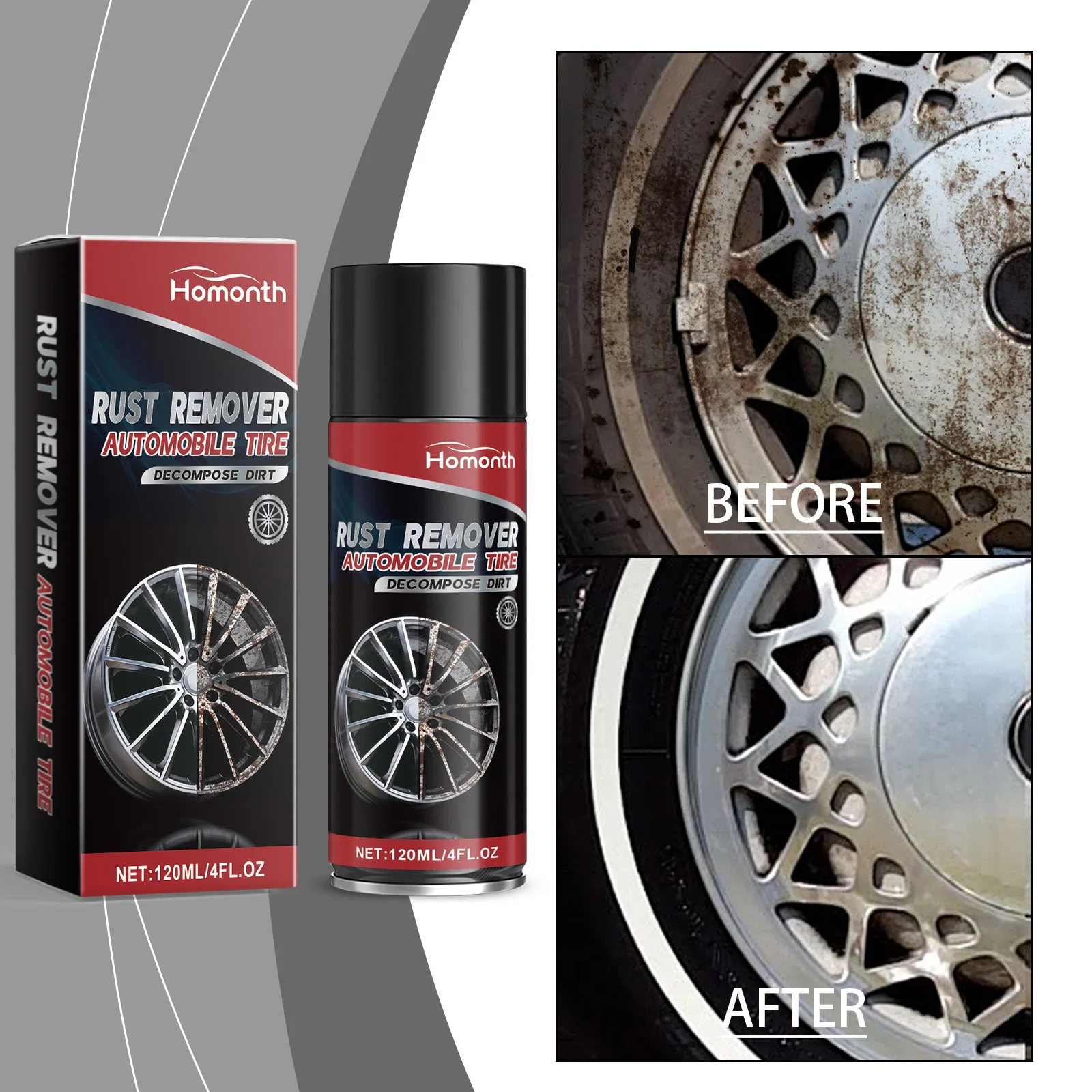 

Auto Tire Rust Cleaning Agent Wheel Rust Dirt Reduction Descaling Renovation Cleaner Creates Protective Film Enhances Durability