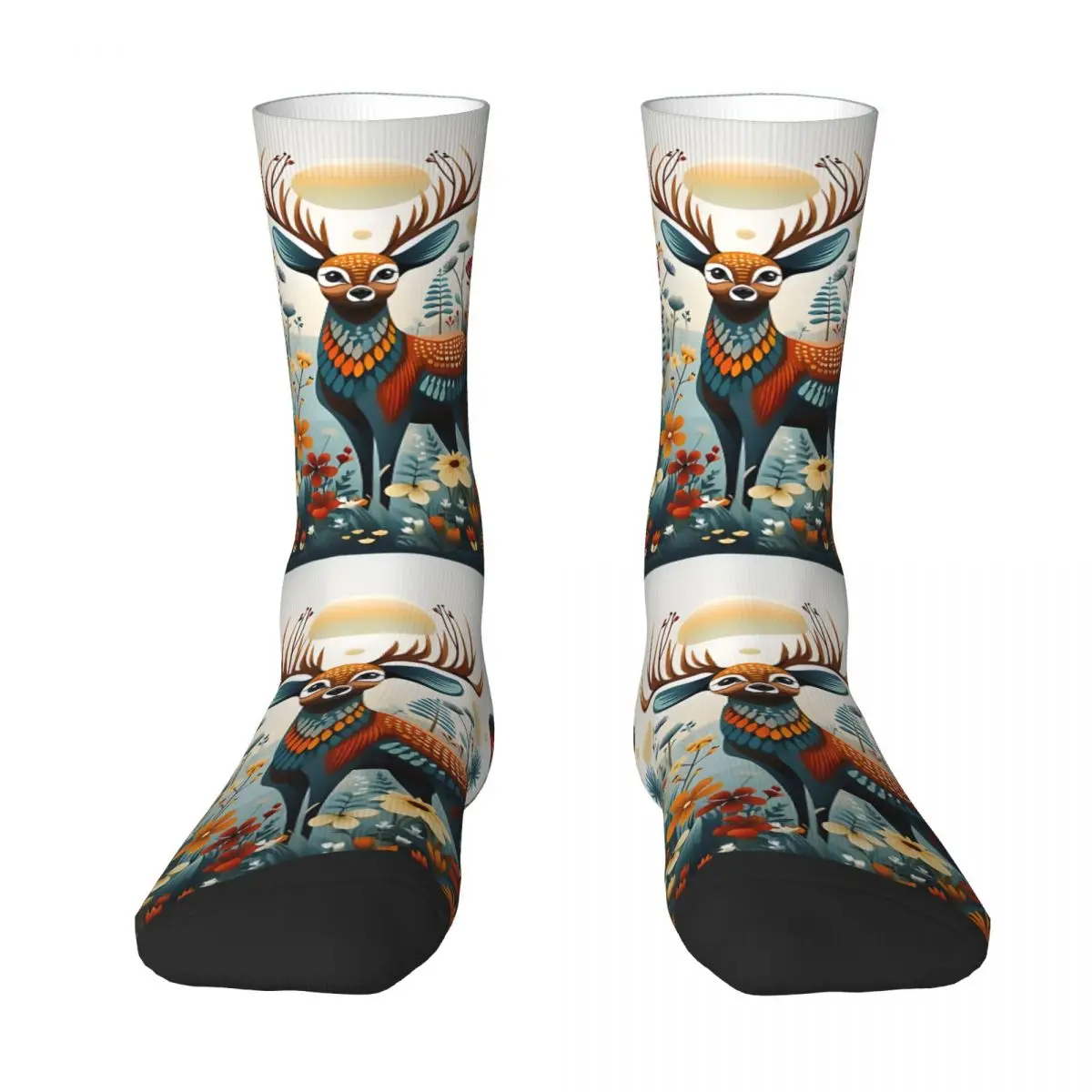 Colorful Wildlife Deer Unisex Winter Socks Hiking Happy Socks Street Style Crazy Sock