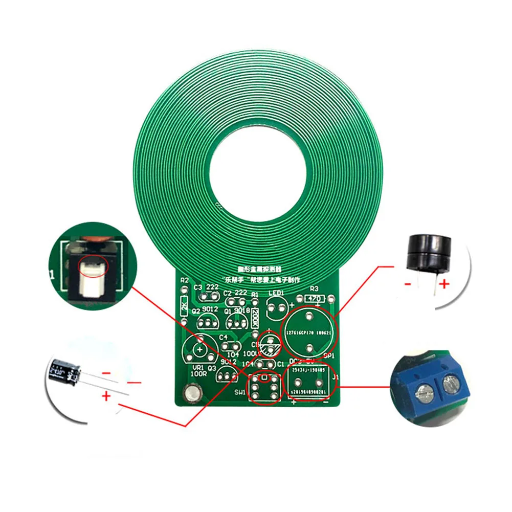 Taidacent Kit di Test per Metal Detector semplice da 5CM Kit di addestramento per saldatura fai-da-te rilevatore di metalli PCB