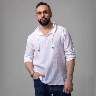 

Men's Hooded irt Thin Cotton Linen Pure Color Casual Sle European Faion Body Fit irt Five Sve Summer Collection