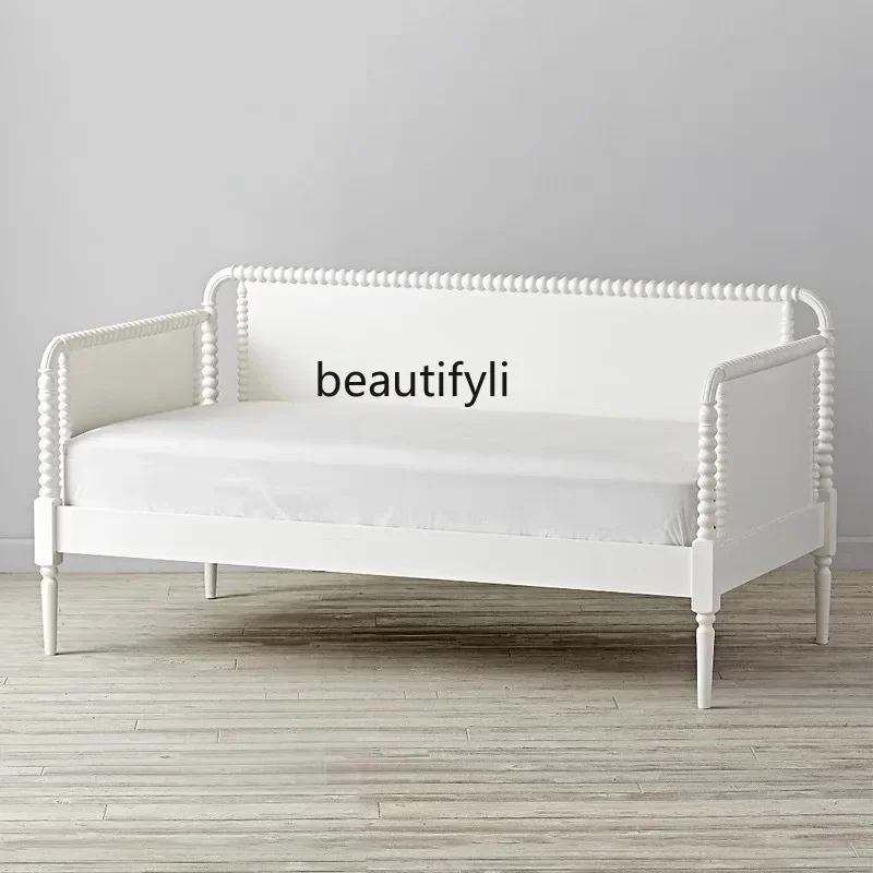 

HFrench retro simple solid wood beaded sofa small apartment sugar gourd sofa living room furniture