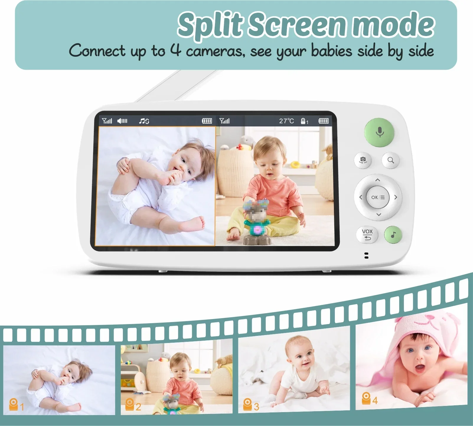 GP5200 Baby Monitor New Wireless 5 Inch 1080P HD Multi-Function Monitor Audio and Video Child Safety Monitor Night Vision