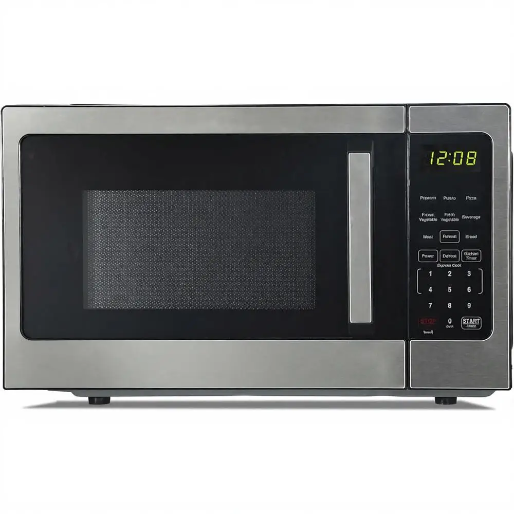 

900W Stainless Steel Countertop Microwave Oven with Auto Cook, Easy Clean, and Child Safety Lock