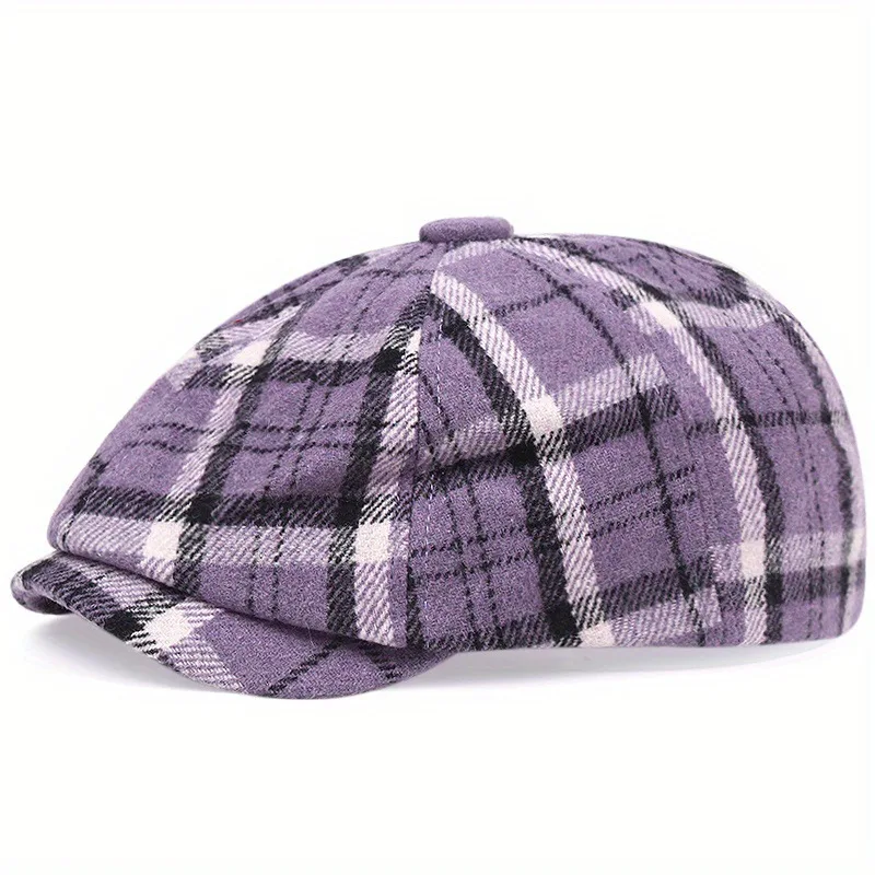 Adults Retro Tweed Dad Hat Plaid Newsboy Caps Men Octagonal Hats British Painters Hats Herringbone Flat Hip Hop Berets gorras 6