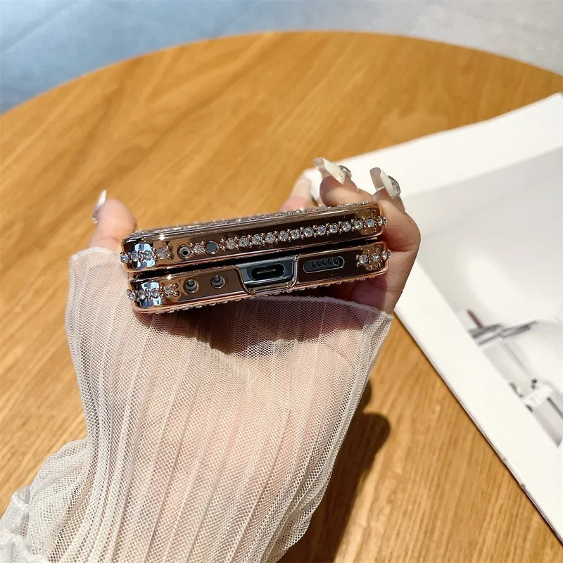 Полностью Алмазный чехол для телефона Samsung Galaxy Z Flip 6 5, защитная задняя крышка для ZFlip5 ZFlip6, чехол