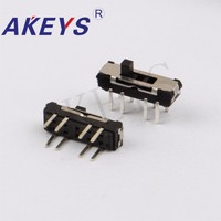 100pcs MSS-23D18 MINI slide switch 2P3T DIP 8 pin 3 position mini toggle switches Shank height 3.0mm,4.0mm micro slide switches