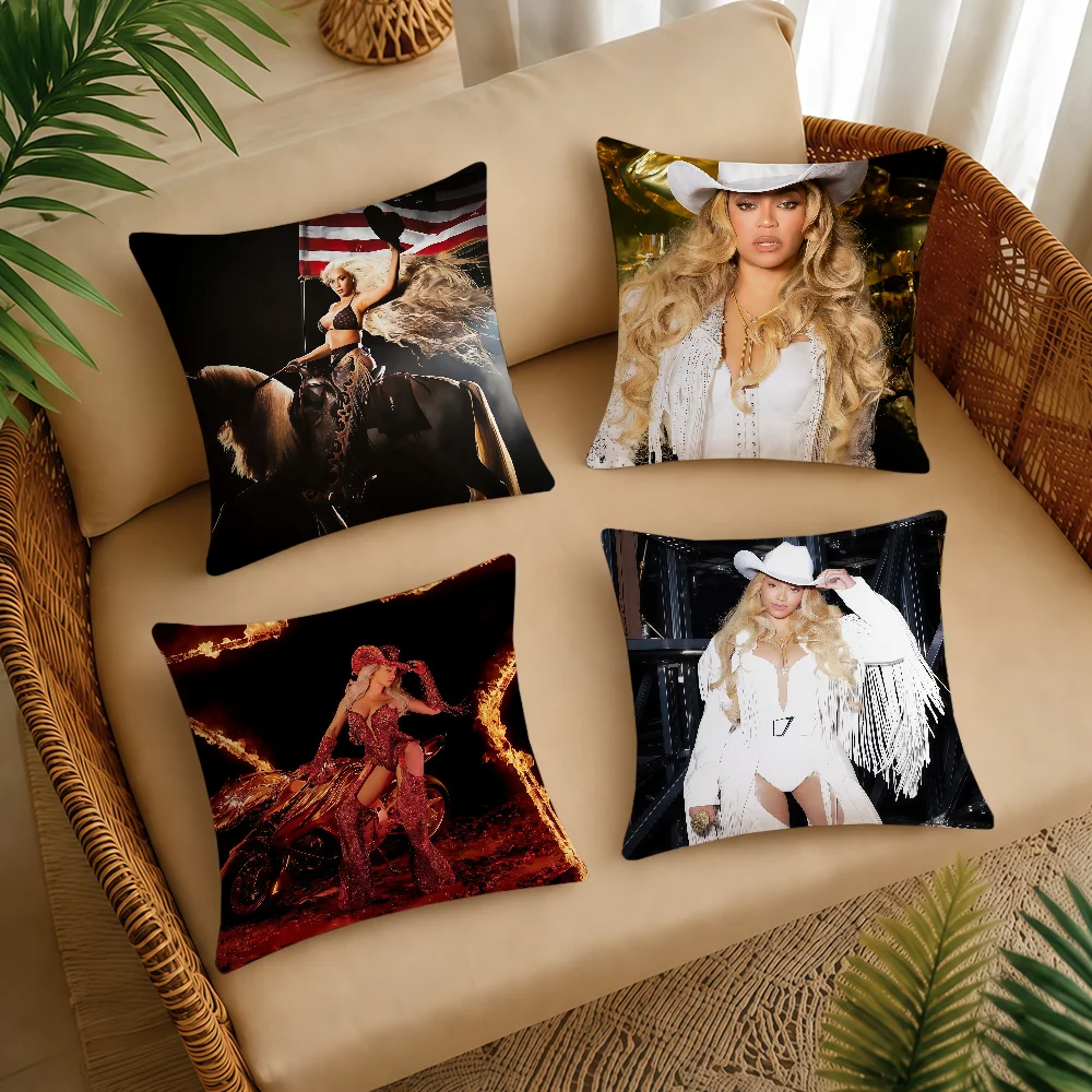 B-BeyonceS-ES Cowboy Carter Cushion Cover Square Decorative Throw Pillow Case Sofa Bed Living Room Anniversary Gifts
