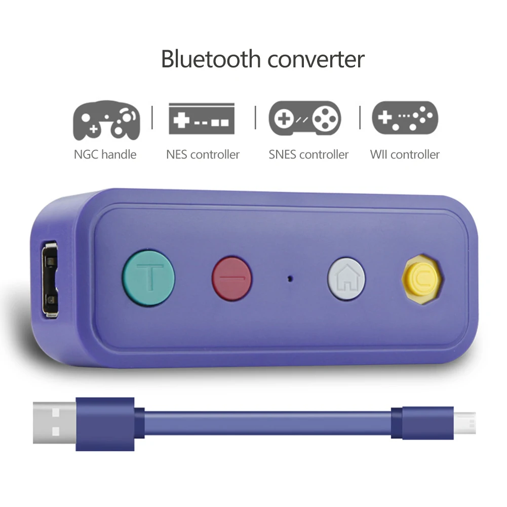 

Беспроводной Bluetooth-совместимый адаптер-конвертер с USB-кабелем, подходящий для Nintendo Switch для Game Cube/Classic Edition для Wii Classic