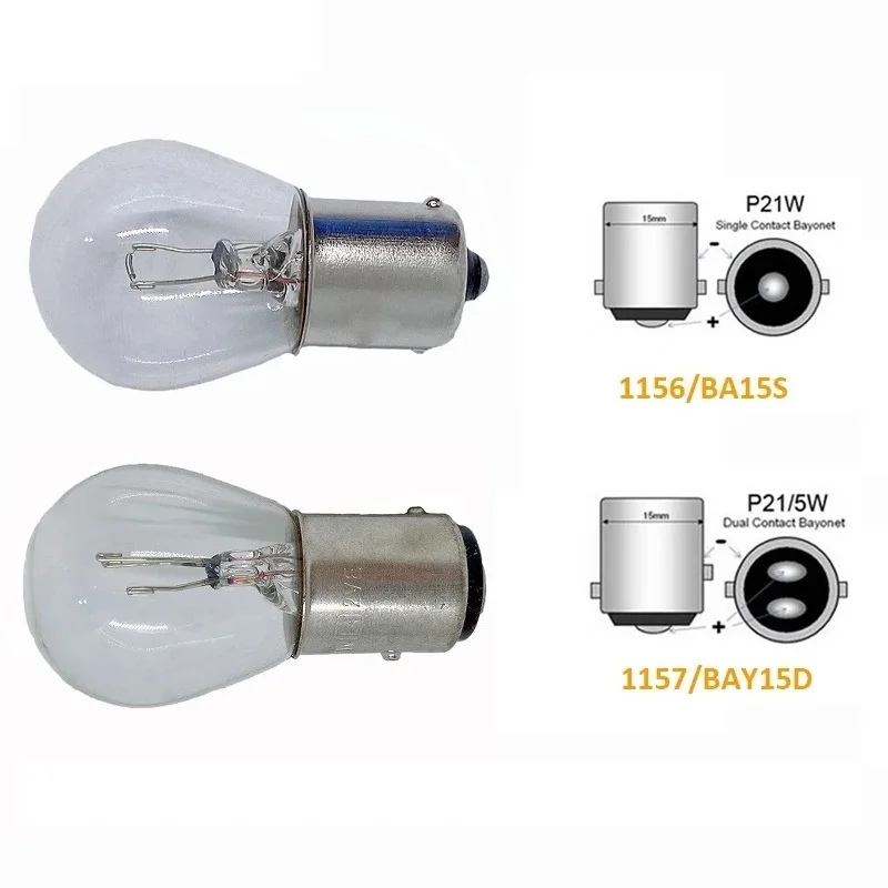 2pcs car 1157 P21/5W BAY15D 1156 P21W BA15S 12v 21W halogen lamp warm white reverse light brake bulb Stop Light Turn Signal DRL view 4