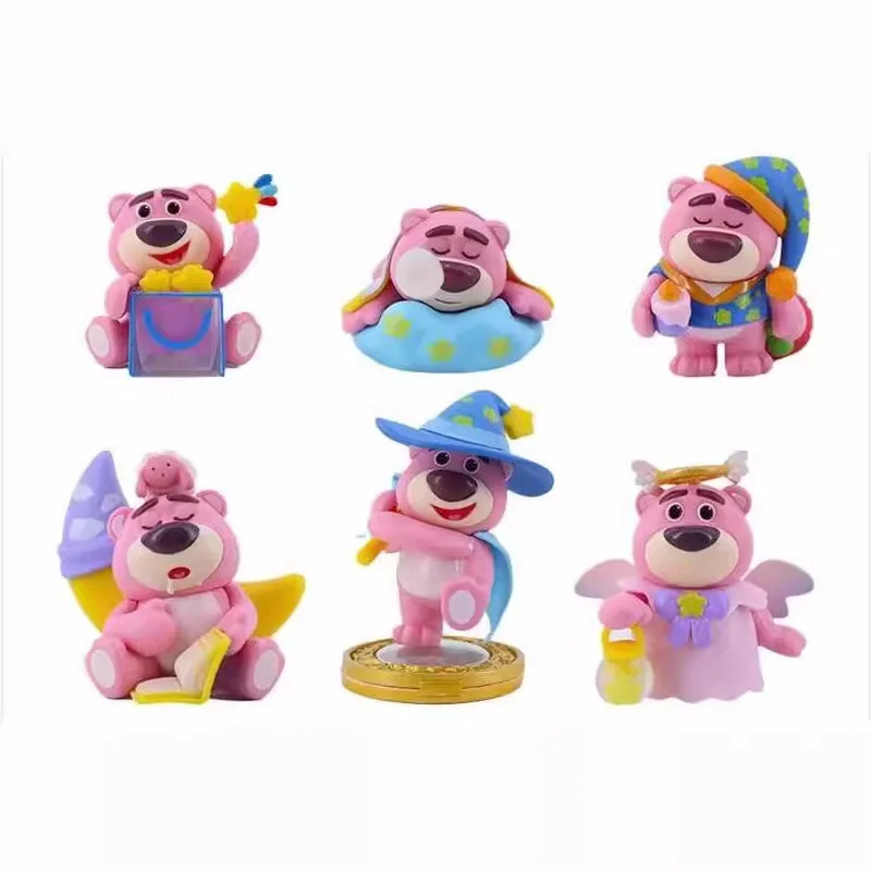 Disney'S 6 Magicians Sleeping Strawberry Bear Q-Version Anime Handmade Models Children'S Growth Toys Bagged Birthday Gifts