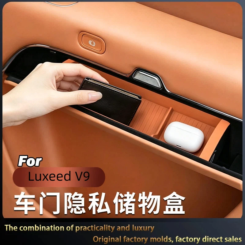 Caixa de Silicone para Privacidade na Porta do Carro Luxeed V9, Caixa de Armazenamento para Porta Dianteira, Tapete de Silicone para Interior do Carro