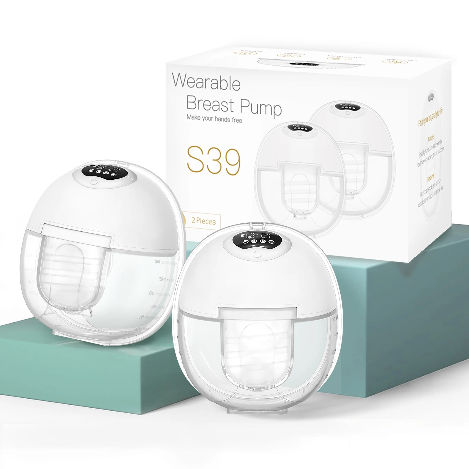 Wearable Breast Pump, Rechargeable Milk Collector, 180ml Silicone Feeding, Large Screen Display, Baby Nursing Essentials