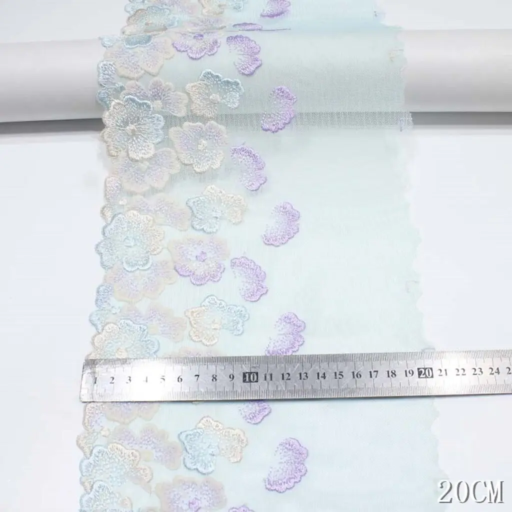 30 Yards 18.5 CM / 20 CM Exquisite Embroidery Lace Net Yarn Flowers Ribbon Handmade Curtain, Clothing, Wedding Dress,  Crafts