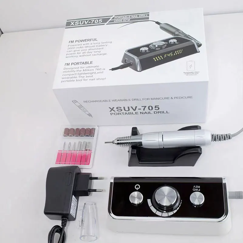 Nuovo smerigliatrice per unghie Display da tavolo Smerigliatrice per accumulo di energia 45000 giri/min Smerigliatrice per unghie professionale con scarico transfrontaliero