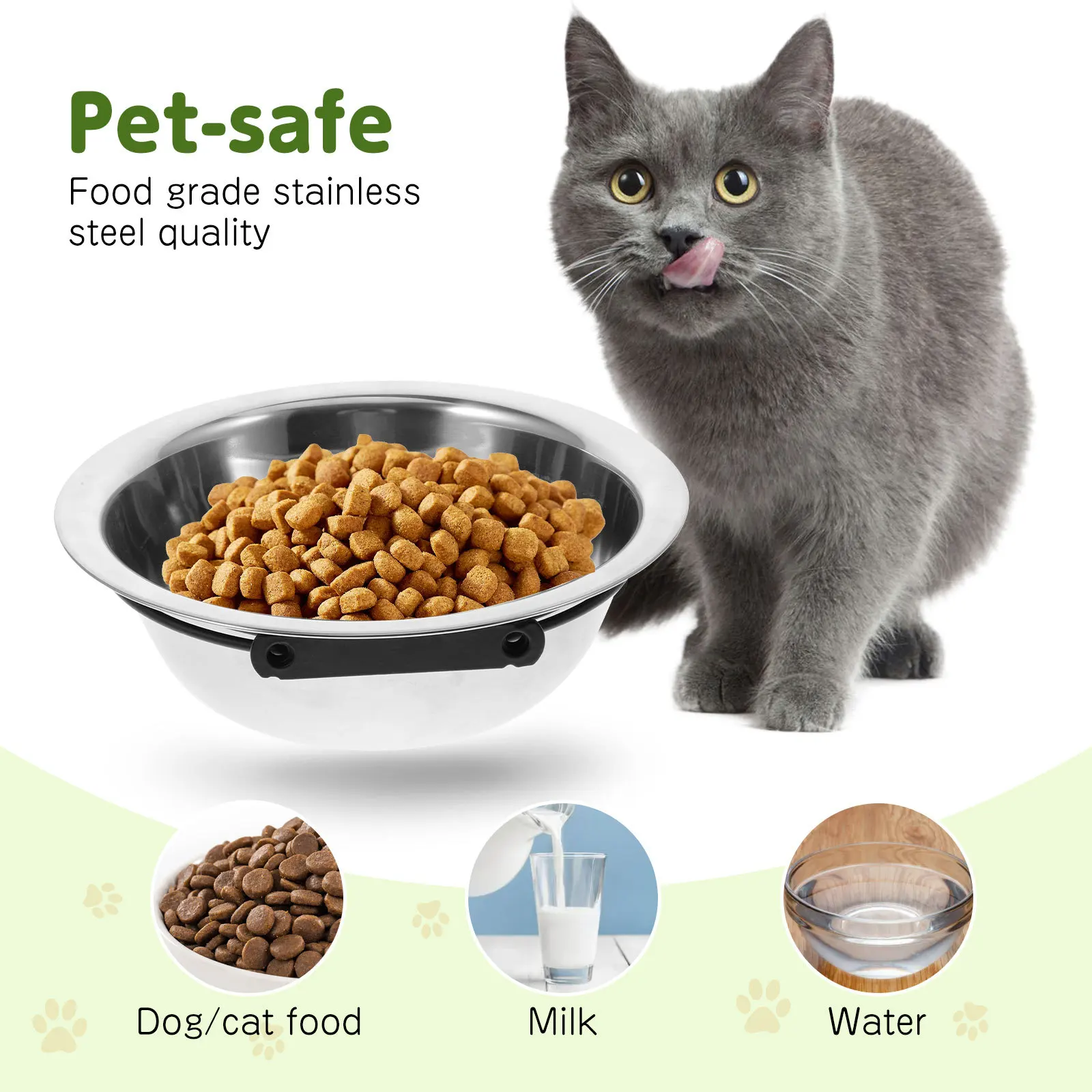 

1pc Stainless Steel Dog Bowl Set 1200Ml S M Food Water Bowl For Dogs Cats Hanging Coop Cup Dishwasher Safe Parrot Feeding