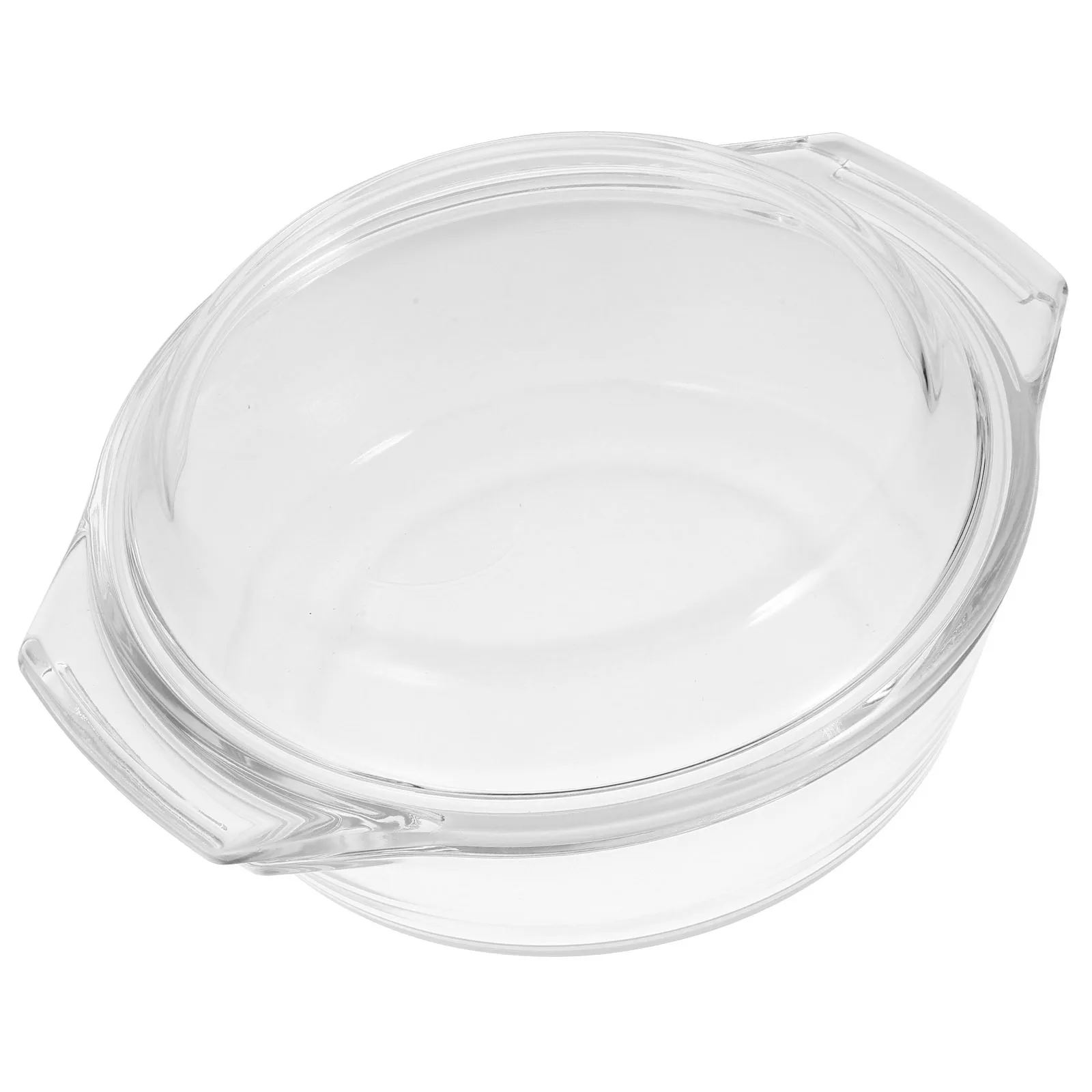 

Clear Glass Casserole With Lid Microwave Safe Oven Round Bakeware Dish Stew Bowl Kitchen Storage Container